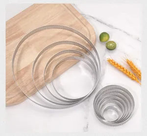 Set di anelli per crostata perforati in acciaio inossidabile, stampo per mousse da cucina.