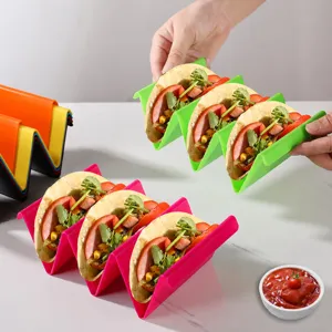 Plastic W-shaped taco holder stand and colorful tortilla racks for kitchen parties