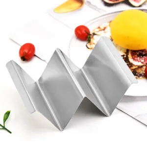 Support à tacos en acier inoxydable à 2 fentes, présentoir à tortillas W pour cuisine mexicaine.