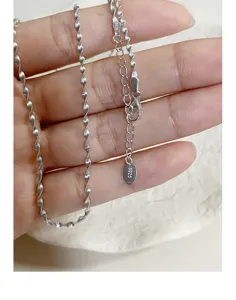 S925 sterling zilveren gedraaide mesketting ketting, elegante sleutelbeentje ketting.