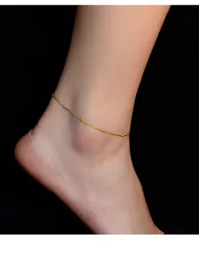 Delicate sterling silver anklet with delicate flashing beads for minimalist chic jewelry.
