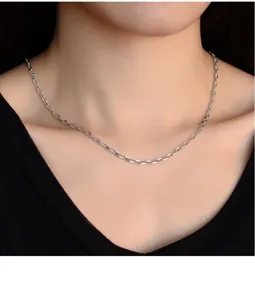 S925 sterling silver anchor link chain necklace for women trendy chic clavicle jewelry cool style