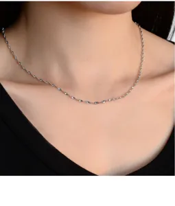 Zilveren twist ketting, elegante 925 sterling zilveren sleutelbeenketting voor vrouwen.