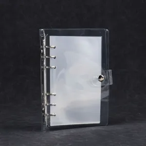A6 transparente klare PVC Ringbuch Hülle Notizbuch Nachfülldeckel mit Metall 6-Ring Clip
