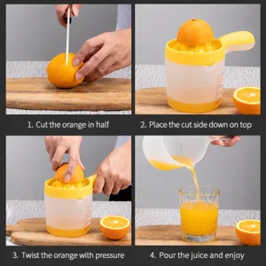 Manual orange juicer plastic lemon squeezer with clear measuring cup kitchen gadget