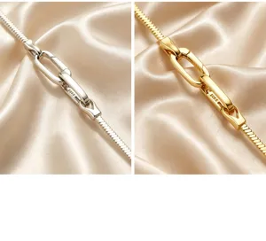 S925 Sterlingsilber Schlangenkette mit vielseitigem Verschluss, elegante Luxus Halskette.
