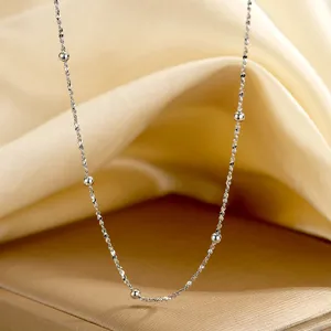 Elegante S925 Sterlingsilber Perlen Kette, glänzende minimalistische Damen Schlüsselbeinkette.