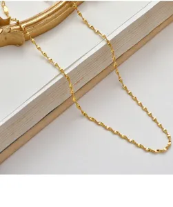 Gouden gedraaide klemketting halsketting S925 sterling zilver minimalistische sleutelbeinketting