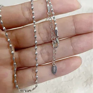 Authentieke 925 Sterling Zilveren Ketting Halskette Voor Vrouwen Italiaans Ambacht Minimalistische Gedraaide Golf Schakelketting Elegante Niche Ontwerp Sleutelbeen Choker Cadeau
