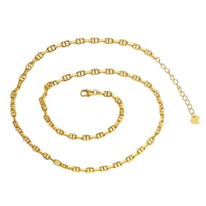 Gold mariner chain necklace, trendy pig nose link clavicle necklace for women fashion jewelry.