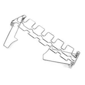 Parrilla plegable de acero inoxidable de 14 ranuras para muslos de pollo y barbacoa.