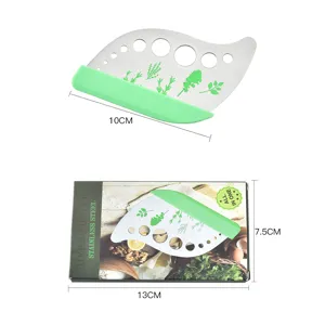 Stainless steel herb stripper 9-hole kitchen leaf removal tool with silicone handle main image.