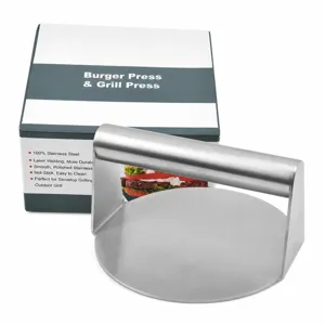 Stainless Steel Burger Press Round Meat Patty Maker Heavy Duty Hamburger Press Kitchen Tool