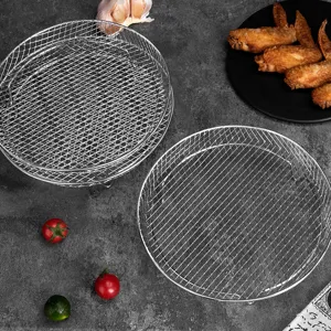 Cesta de malla deshidratador multicapa para freidora de aire de acero inoxidable.