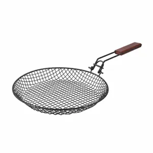 Runder Edelstahl Klappbarer BBQ Grill Korb mit Holzgriff für Outdoor Camping Kochen