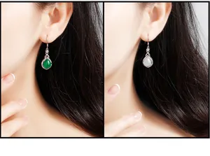 S925 Silber Tropfen Achat Chalzedon Ohrringe fuer Damen elegante Schmuck Detailansicht.