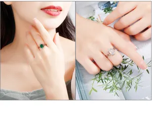 S925 Silber Ring Detailansicht, retro offener Chalzedon Edelstein Ring für Damen nahaufnahme.