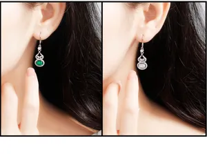 S925 Silber Kürbis Achat Chalcedon Ohrringe Detail, vintage elegante Jade Hängeohrringe für Damen.