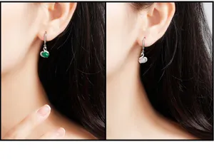 S925 Silber grün weiß Achat Schwan Ohrringe elegante Damen Jade Hängeohrringe neu
