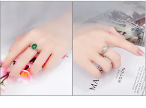 S925 Sterlingsilber Ring mit grünem und weißem Achat Edelstein im Vintage offenen Design.
