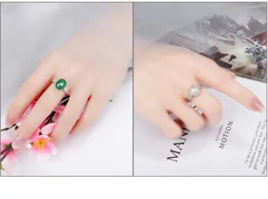 S925 Sterling Silber Ring mit Achat Chalcedon vintage offener Jadering Detailansicht