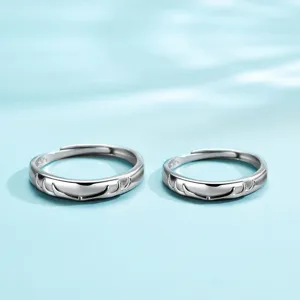 Minimalist 925 Silver Antler Open Ring For Couples Matching Geometric Forest Style Adjustable Band Ring Jewelry Valentine Gift