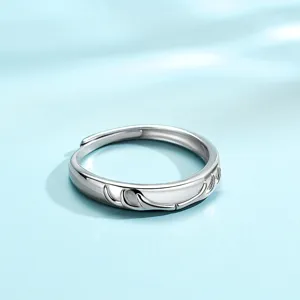 S925 Sterling Silver Deer Antler Couple Ring Minimalist Adjustable Ring for Daily Wear