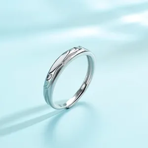 S925 sterling silver deer antler couple ring minimalist style open size jewelry gift for lovers