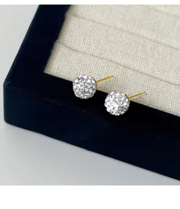 Atemberaubende Pave Kristallkugel Ohrstecker mit Silbernadeln, glitzernder eleganter Schmuck.