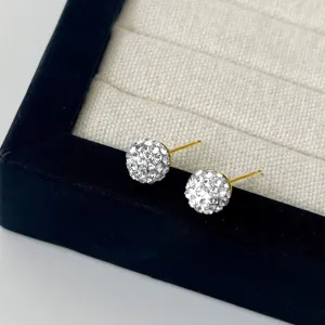 S999 Silber Nadel Kristall Pave Disco Kugel Ohrstecker fuer Damen glitzernder Schmuck