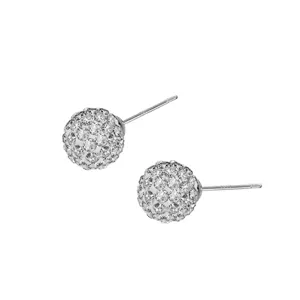 Silber Pave Kristall Kugel Ohrstecker Glitzernde Zirkonia Kugeln Schmuck für Damen Alltag