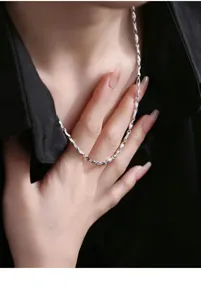 S999 Reinsilber Yuanbao Kette Halskette, modische Silberschmuck Kette fuer Damen und Herren.