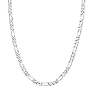 Collana Catena Figaro in Argento Sterlina S925 Classica Semplice Unisex Moda Gioielli Vista