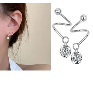 S925 Sterling Silber Spirale Zirkon Ohrringe Elegante Koreanische Mode Ohrschmuck.