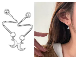 S925 Sterling Silber Spirale Mond Ohrringe koreanischer Stil minimalistischer Schmuck