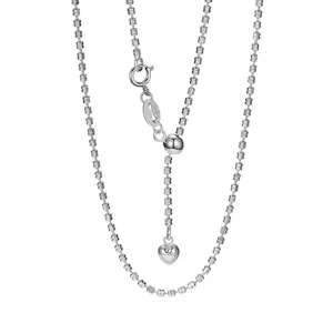 Collana in argento sterling S925 perle doppio flash con ciondolo a cuore regolabile.