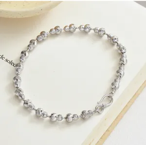 S925 Sterlingsilber glitzerndes Kürbisperlen Armband, minimalistischer Modeschmuck.