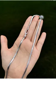 S925 Sterling Silber Fischgräten Schlangenkette Halskette Flexible Universalverschluss