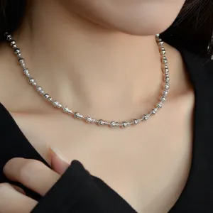 S925 Sterling Silber geschnitzte Kuerbis Perlen Halskette vielseitige Modeschmuck.