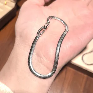 Italian Craft 925 Sterling Silver Smooth Soft Snake Bone Chain Bracelet Adjustable Universal Buckle Sleek Metal Strand Wristlet Gift For Women Men
