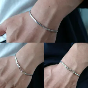 S925 Sterling Silver Shiny Soft Snake Bone Chain Bracelet Adjustable Unisex Jewelry