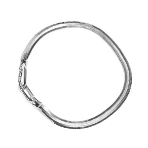 S925 sterling silver flat snake chain bracelet for women and men fashion daily jewelry item.