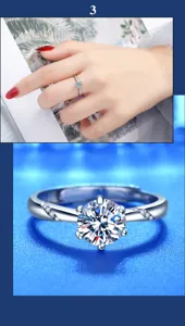 S925 Sterlingsilber Moissanit Ring klassische sechs Krappen Verstellbarer Schmuck Detail