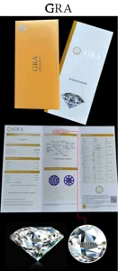 GRA Moissanite Zertifikat Detailansicht mit Edelsteinbericht und Lasergravur Details.
