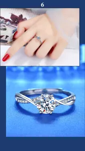 Nahaufnahme des eleganten S925 Sterlingsilber Moissanit Rings mit funkelnden Pavé-Steinen.