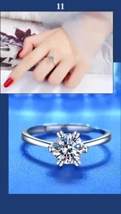 S925 Sterling Silber Moissanite Ring klassische sechsfach Krappen Verstellbarer Ring Damen