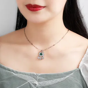 Collana con Pendente Lucchetto Ruyi in Argento Sterling S925 Agata Verde Vintage Chic