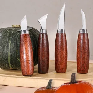 Professional Stainless Steel Wood Carving Knife Set Walnut Handle Pumpkin Woodworking Craft Tools For DIY Wood Art