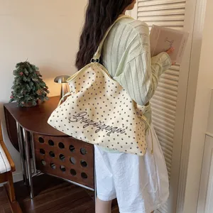 Grand sac cabas épaule en toile pour femme, sac à main décontracté et élégant.