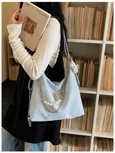 Grande capacita stampa stelle borsa shopper donna zaino con catena elegante borsa
